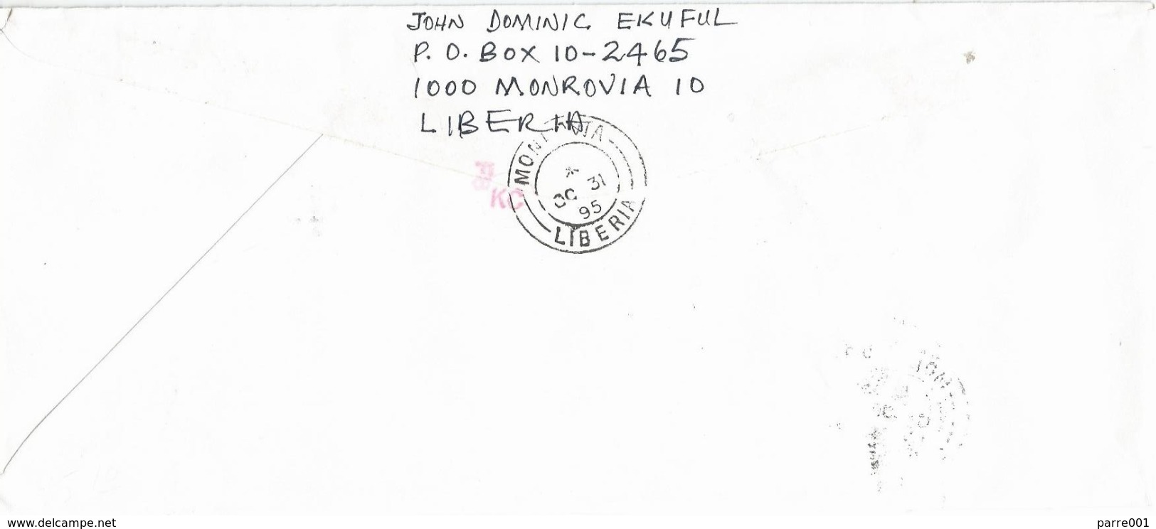 Liberia 1995 Monrovia Rhinoceros Civil War Period Express Cover - Liberia