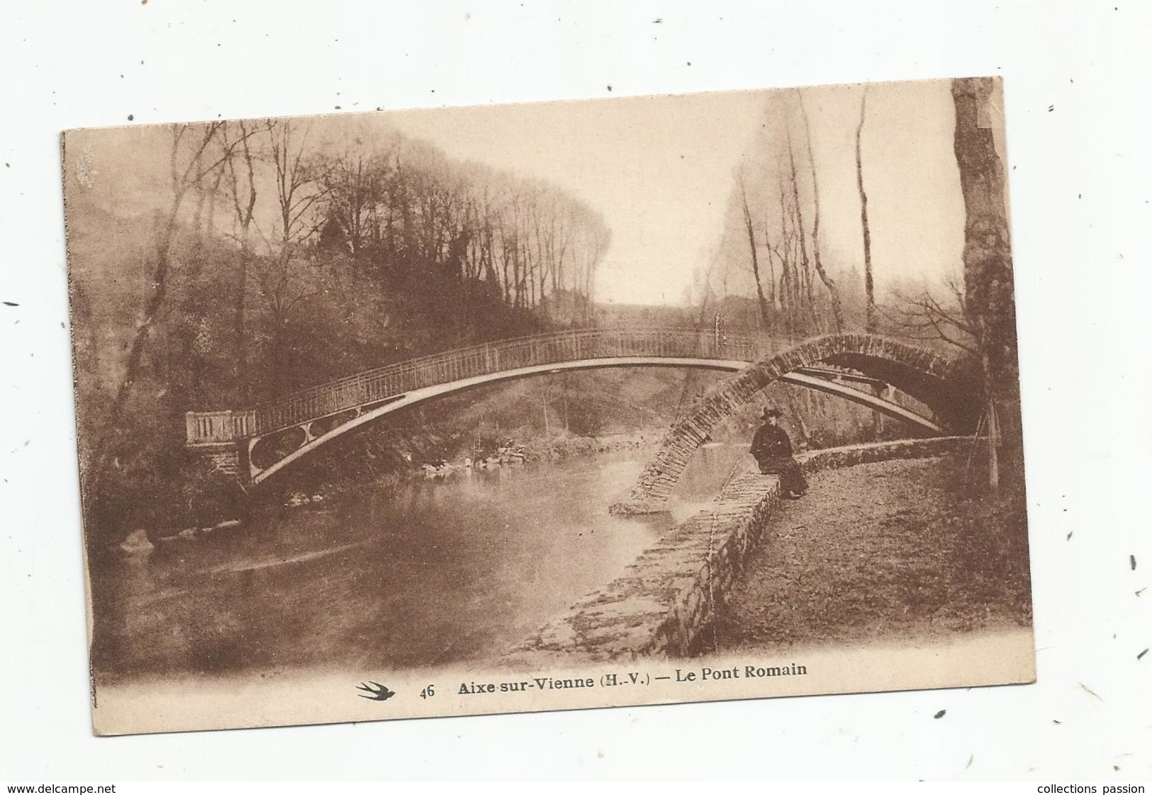 G-I-E , Cp , 87 , AIXE  SUR VIENNE , Le Pont Romain , Animée , Vierge - Aixe Sur Vienne