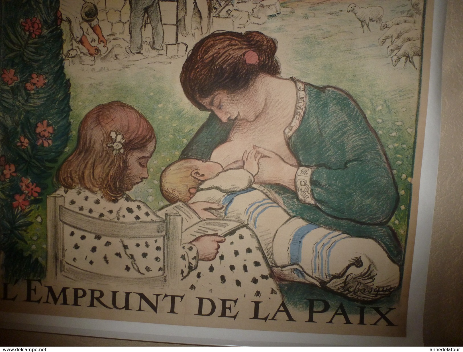 1914 Grande Affiche Ancienne Originale Signée Lebasque  L'EMPRUNT DE LA PAIX , Imprimerie Maquet Gr. Paris (118 X 85cm) - Posters