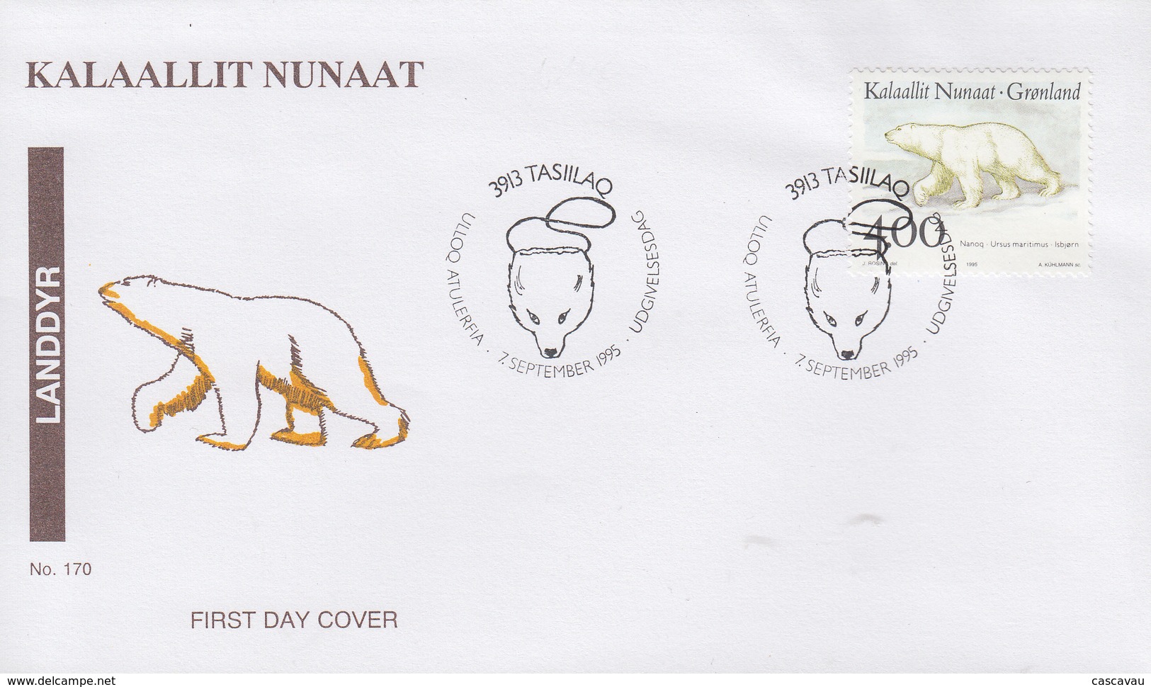 Enveloppe  FDC  1er  Jour    GROENLAND    OURS   Polaire   1995 - Bären