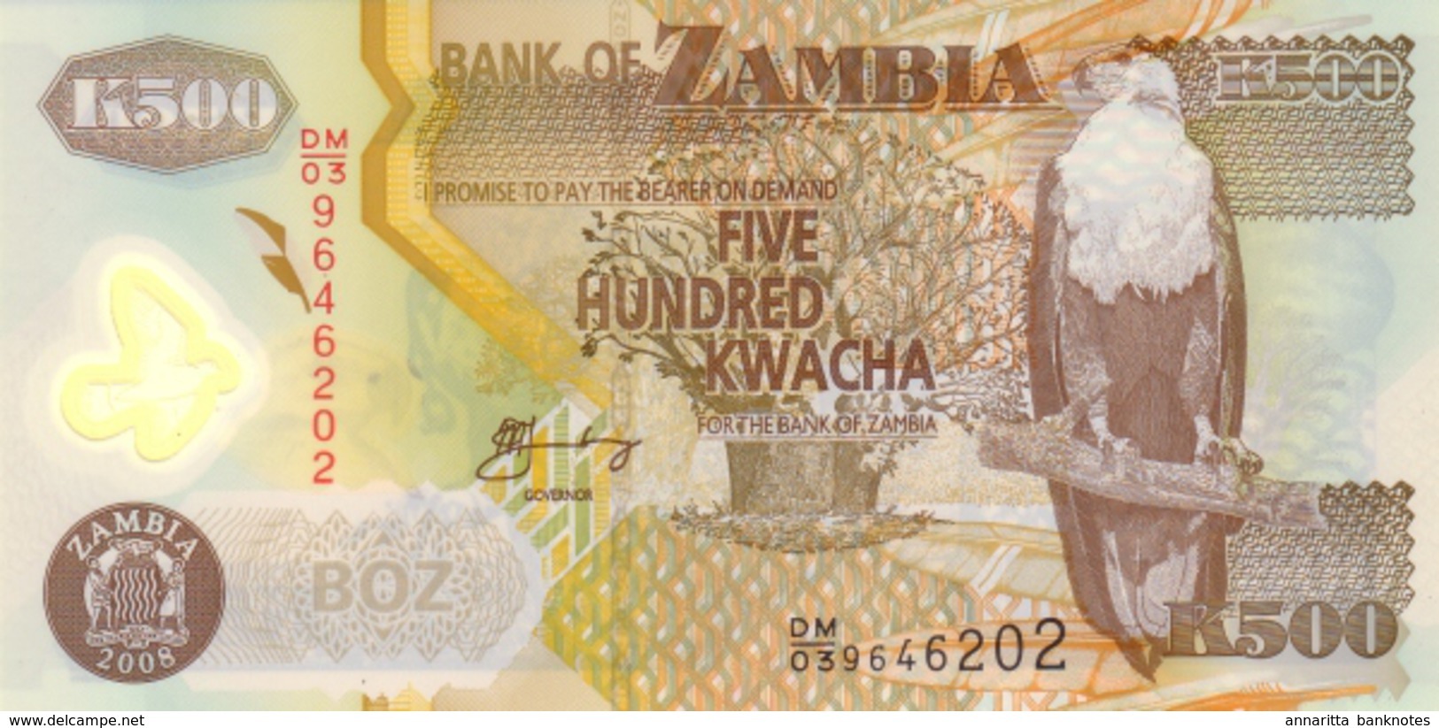 ZAMBIA 500 KWACHA 2008 P-43f UNC [ZM145f] - Sambia