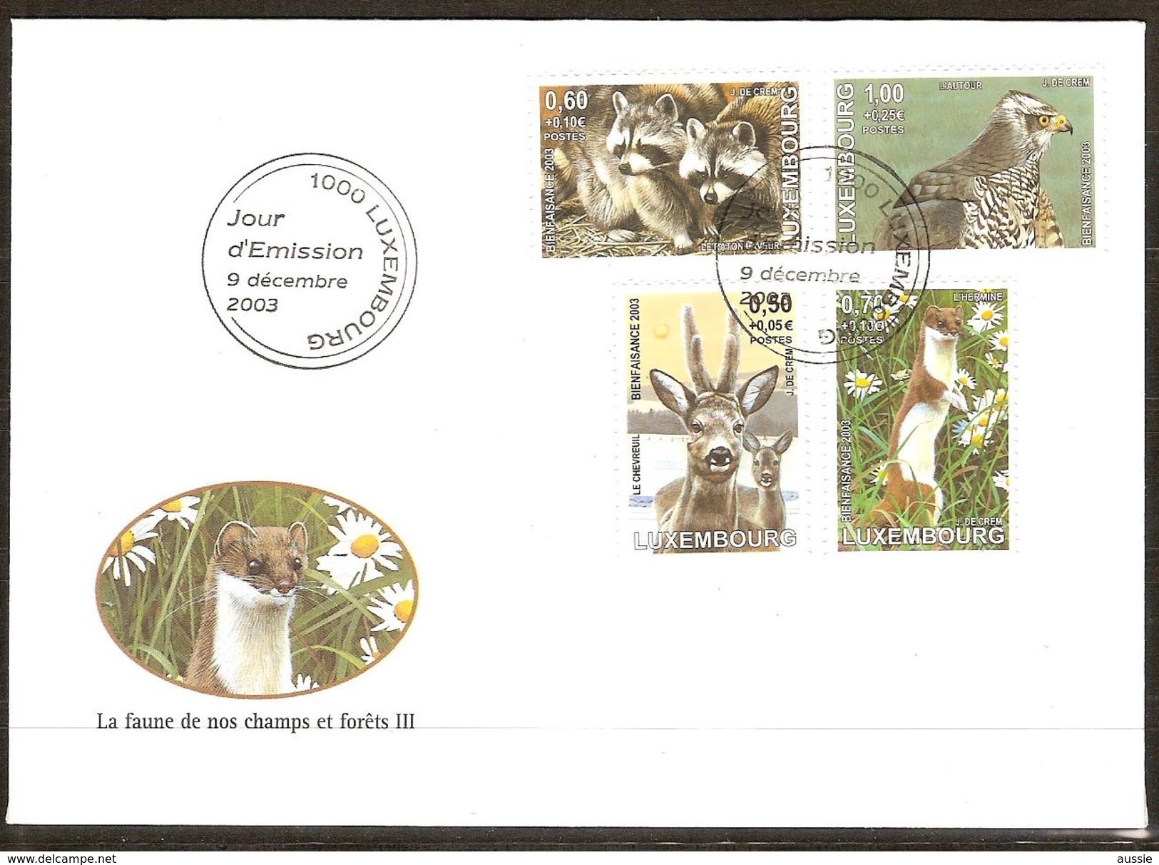 Luxembourg Luxemburg 2003 Yvertn° 1572-1575 (°) Used FDC  Cote Des Timbres 10 Euro Faune - FDC