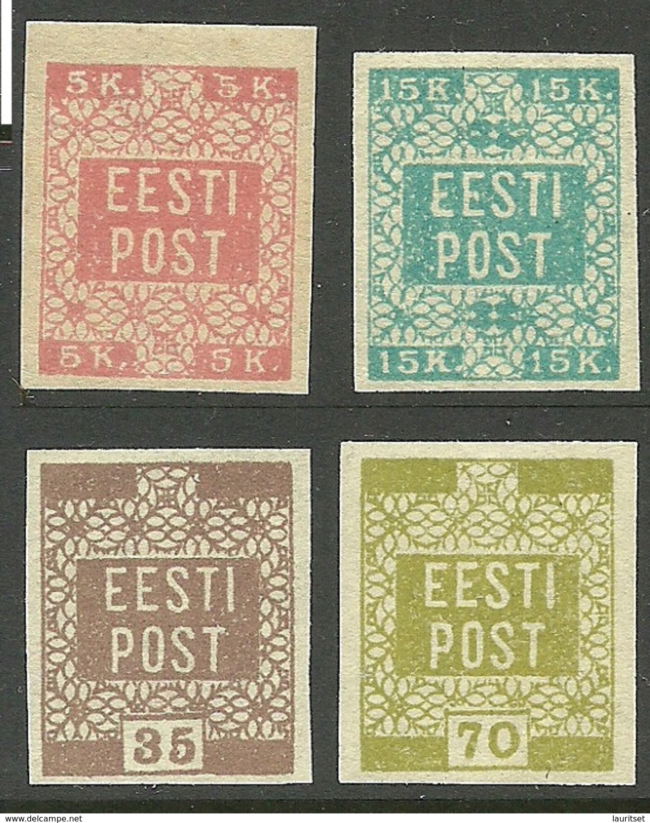ESTONIA Estonie 1918/1919 Flower Design Michel 1 - 4 MNH - Estonia