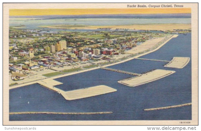 Texas Corpus Christi Aerial View Of Yacht Basin 1951 Curteich - Corpus Christi