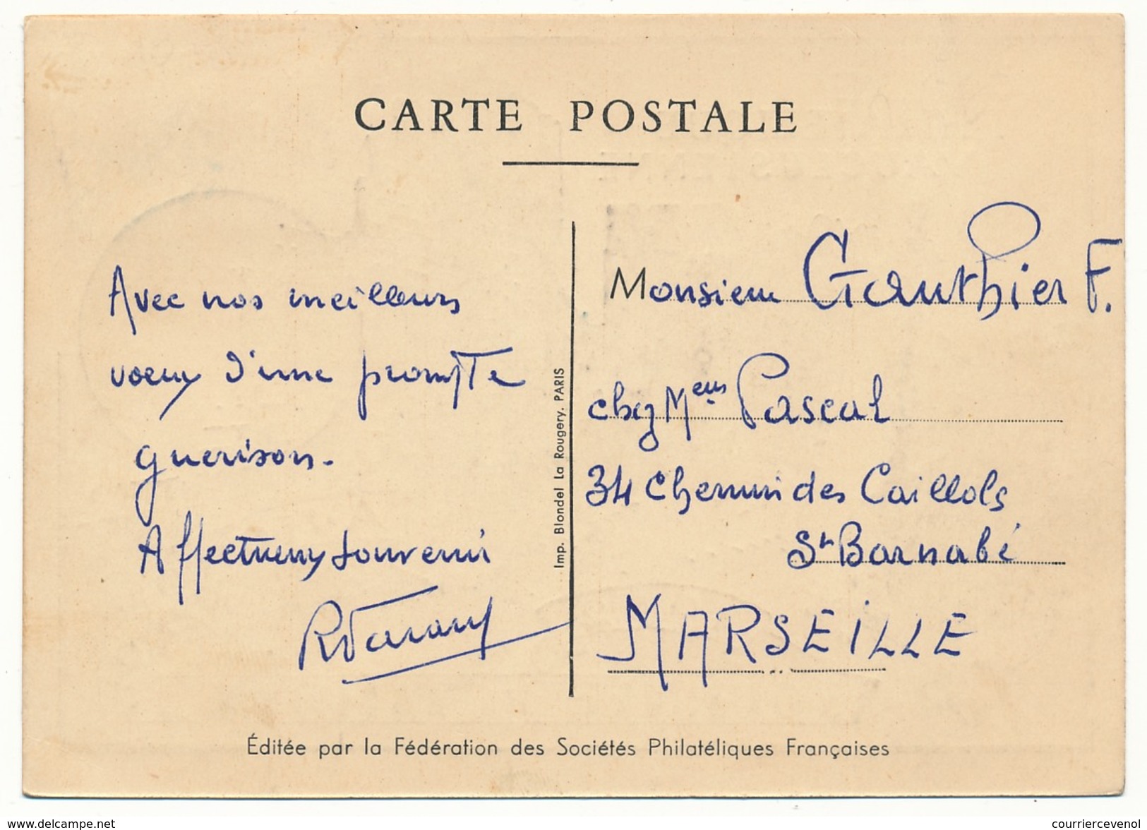 Carte Locale - Journée Du Timbre 1952 - Berline Postale - AVIGNON (Vaucluse) - Signature Du Dessinateur Marcel Fabre - Lettres & Documents