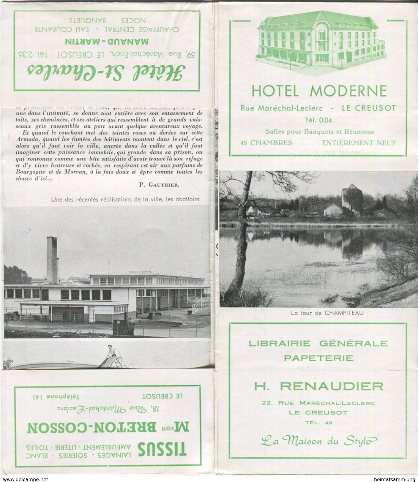 Frankreich - Le Creusot 50er Jahre - Faltblatt Mit 9 Abbildungen - Titelbild Signiert Goutorbe - Dépliants Touristiques