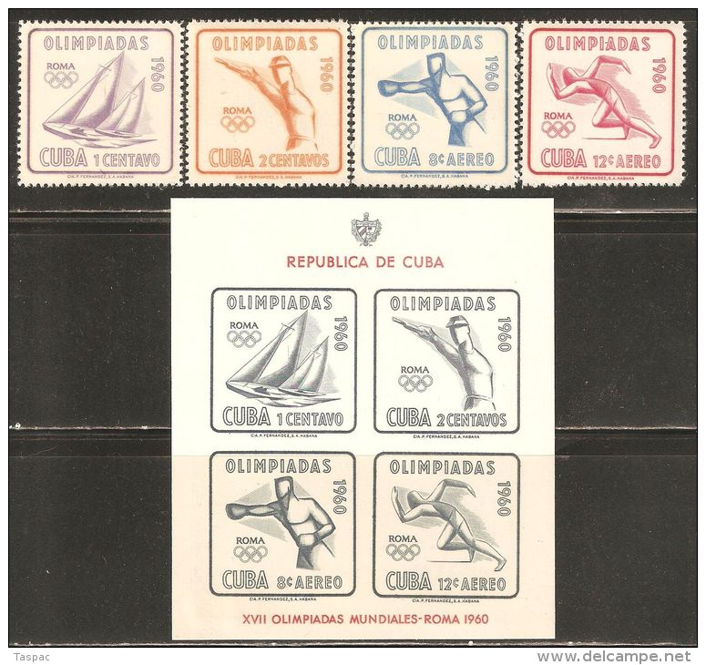 1960 Mi# 669-672, Block 18 ** MNH - 17th Olympic Games, Rome - Unused Stamps