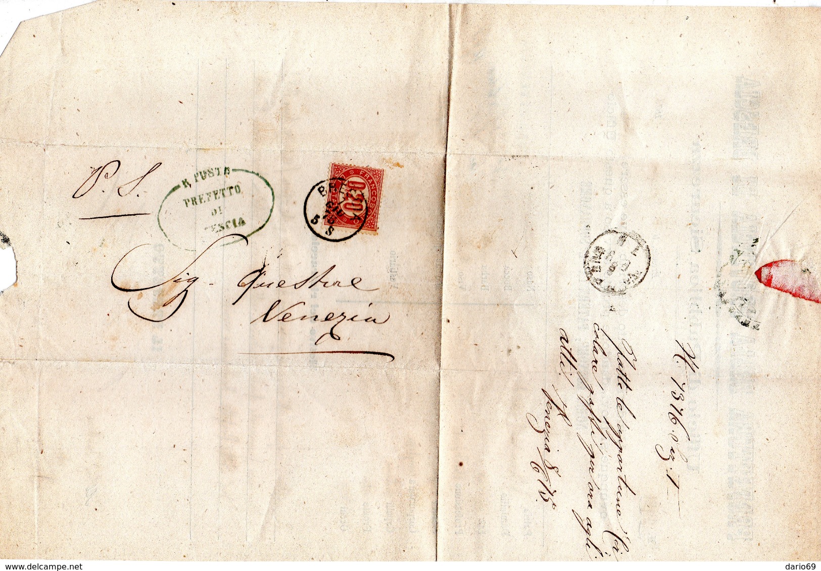 1876 LETTERA CON ANNULLO BRESCIA - Revenue Stamps