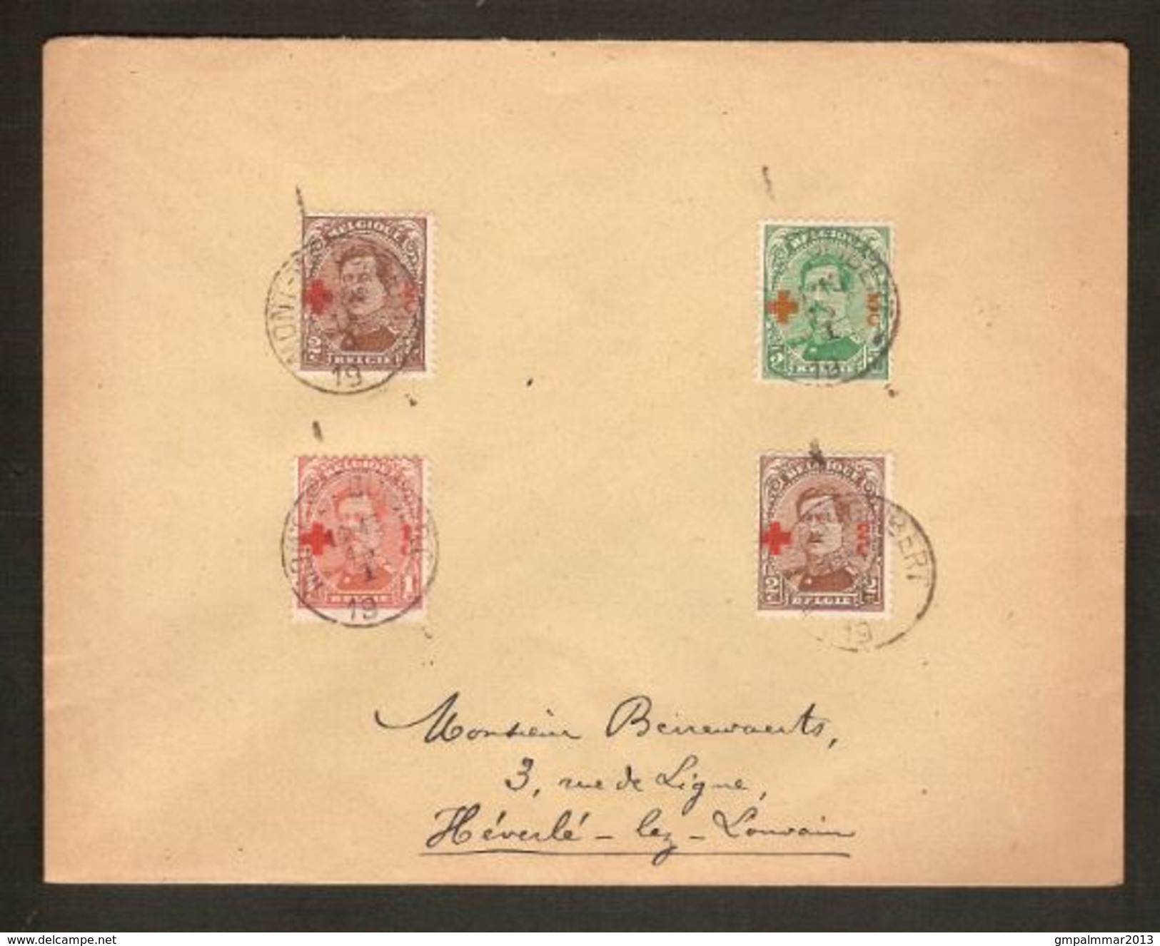 Nrs. 150 , 151 (2x) En 152 Op Brief Met Rondstempel MONT - St - GUIBERT Verstuurd Naar HEVERLEE  ! - 1918 Red Cross
