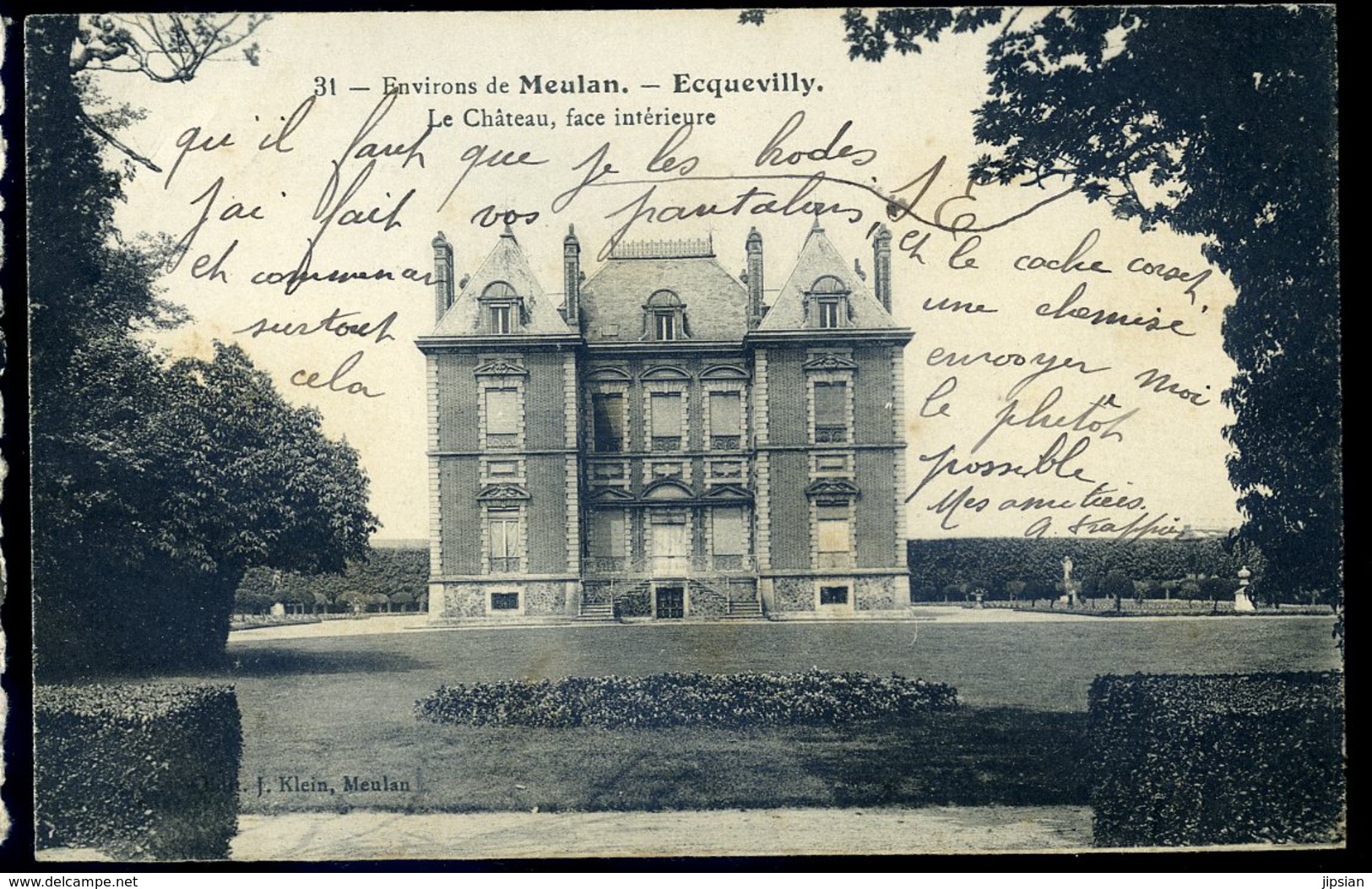 Cpa  Du  78  Ecquevilly -- Le Château , Face Intérieure   -- Environs De Meulan      JIP85 - Meulan