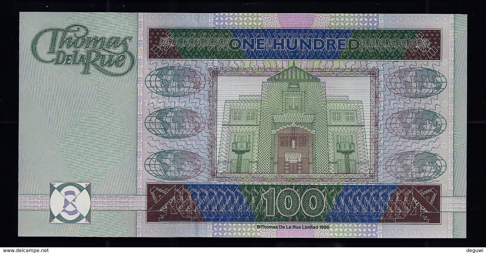 Test Note " De La Rue 100", Typ A 3 = M. IBNS, Testnote,  Beids. Druck, RRRR, UNC,  SPECIMEN - Sonstige & Ohne Zuordnung