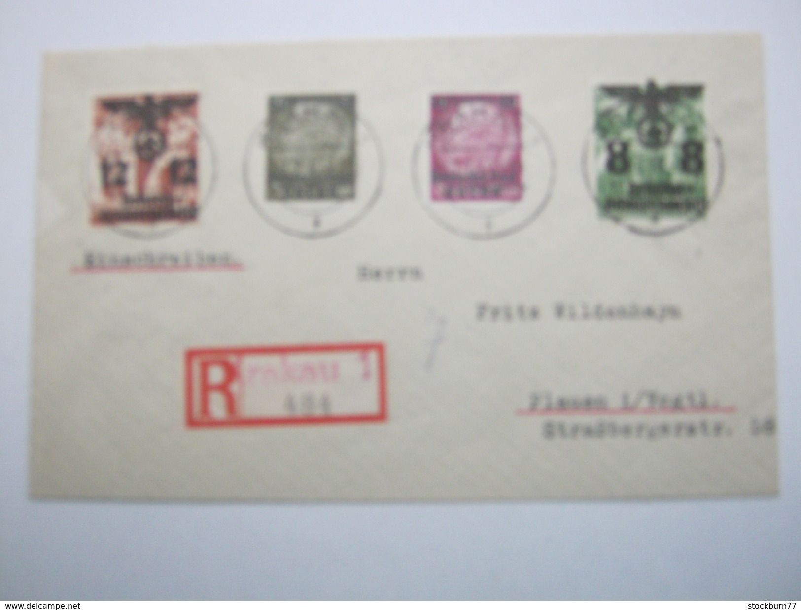 GG , Einschreiben  Aus Krakau 1940 , Rs . Postverschluss Aus Plauen - Occupation 1938-45