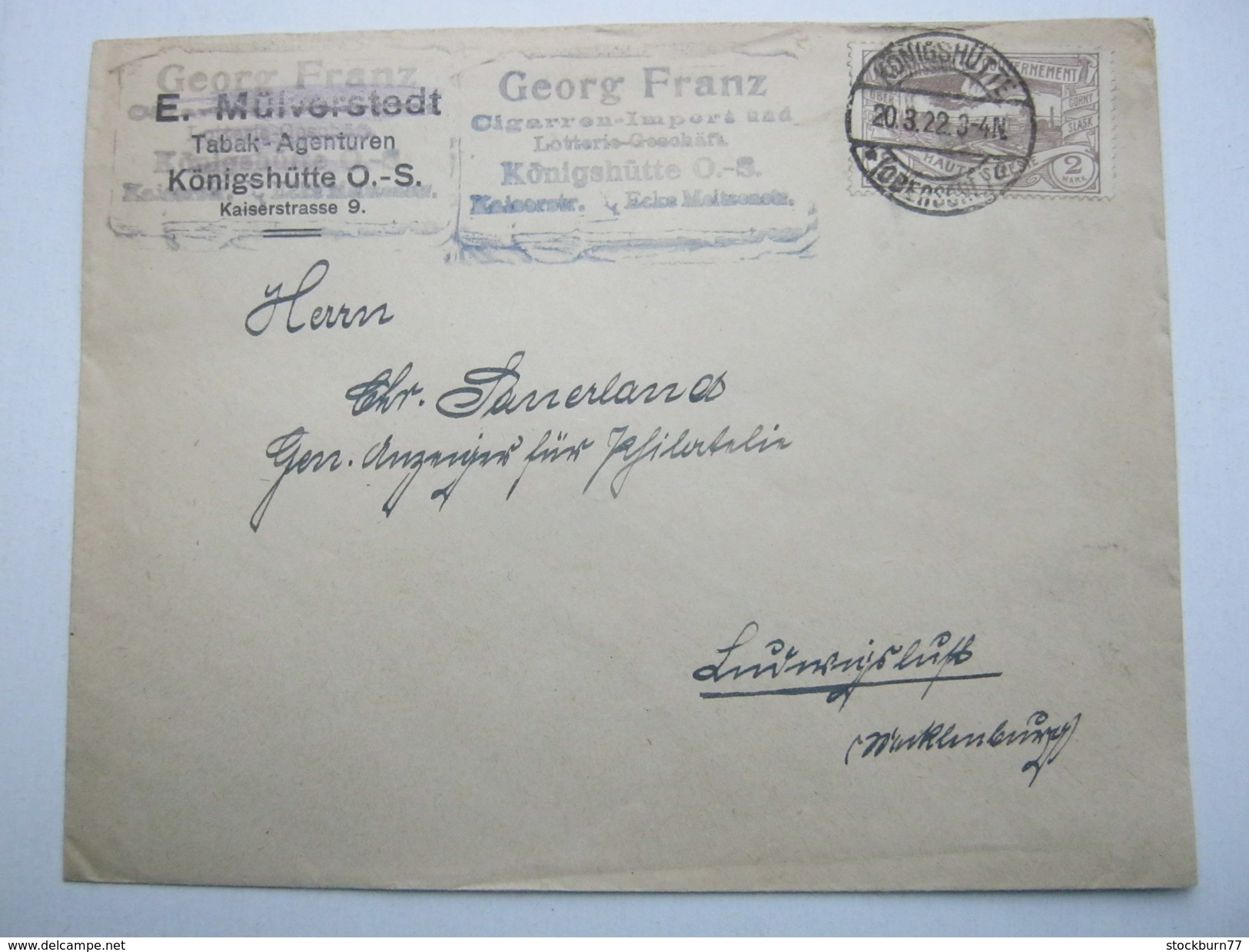 OBERSCHLESIEN , Königshütte  , Klarer Stempel Auf Brief  1922 - Sonstige & Ohne Zuordnung