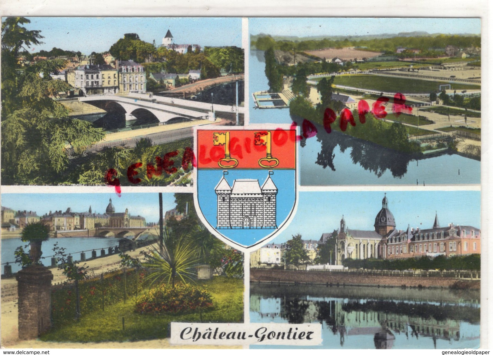 53 - CHATEAU GONTIER - VUE GENERALE-PARC DES SPORTS-ENTREE JARDIN ANGLAIS-HOPITAL - EDITEUR CAP N° 1621 - Chateau Gontier