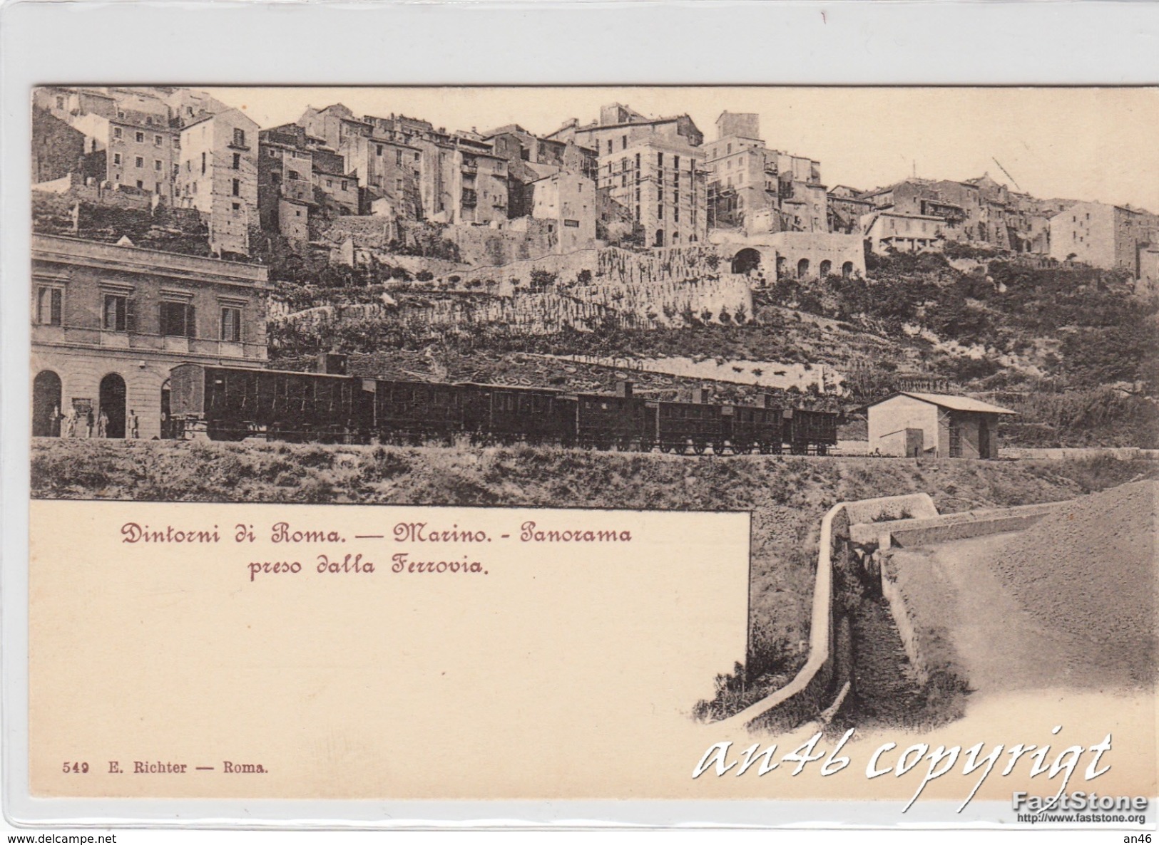 MARINO Dintorni Di Roma-Panorama Preso Dalla Ferrovia-Vagoni Sui Binari Della Stazione-ORIGINALE 100%-2 Scann- - Transports