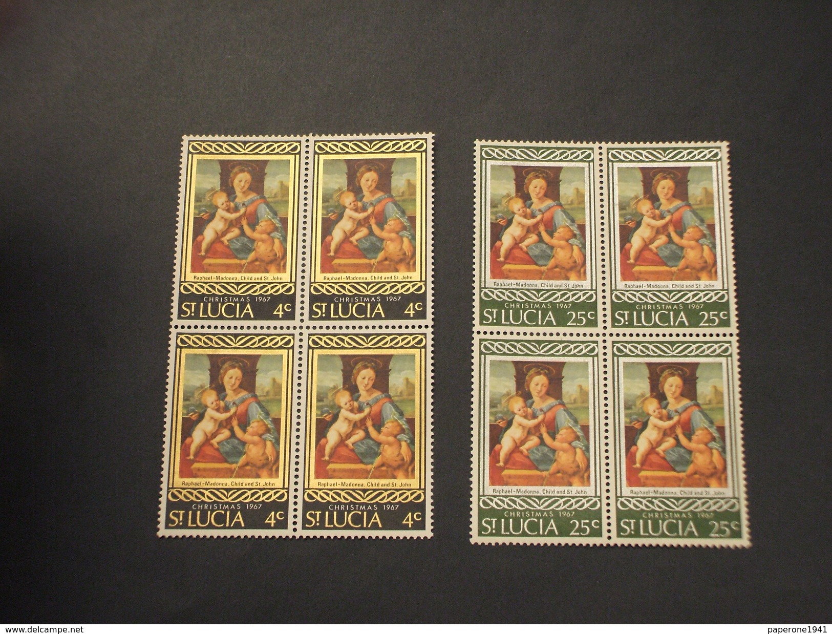 ST. LUCIA - 1967 QUADRO/NATALE 2 VALORI, In Quartine(blocks Of Four) - NUOVI(++) - Ste Lucie (...-1978)