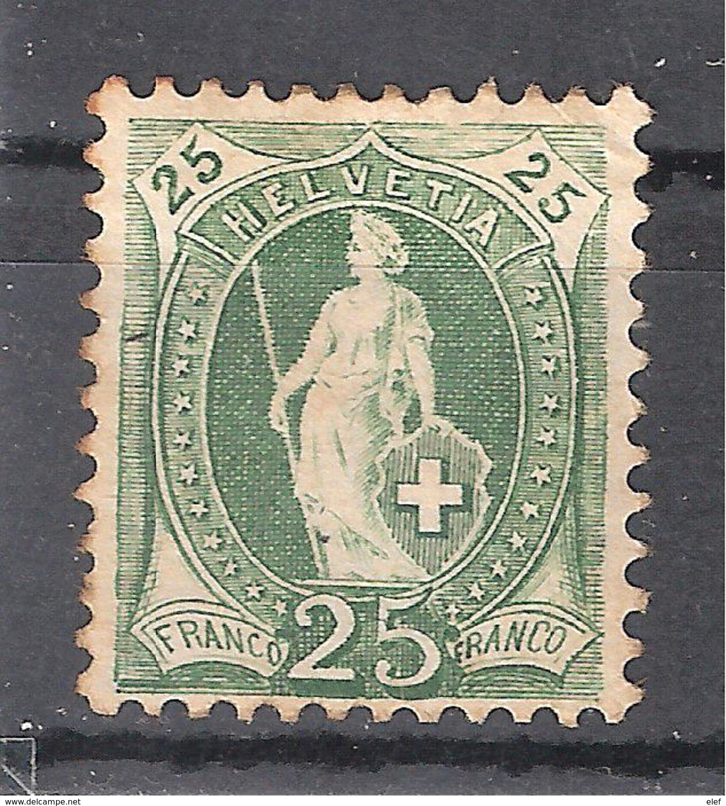 SUISSE / Schweiz 1882 , Yvert N° 72, 25 C Vert , Neuf * / MH , Cote 14 Euros - Neufs