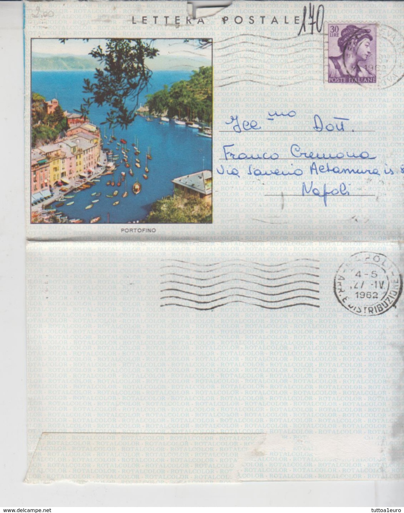 REPUBBLICA 1962 PORTOFINO GENOVA LETTERA POSTALE - 1961-70: Poststempel