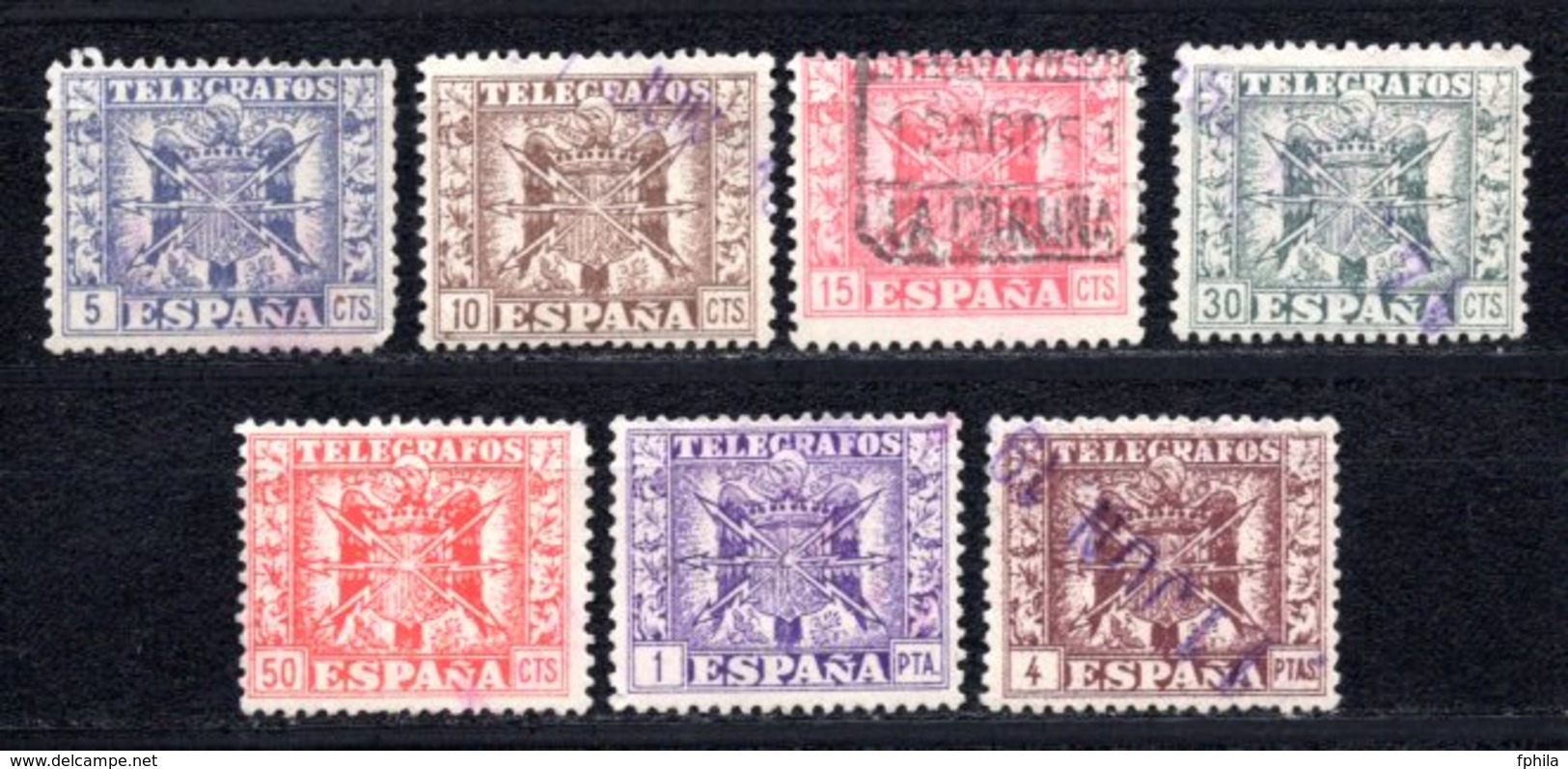 SPAIN 7x TELEGRAPH STAMPS USED - Telegramas