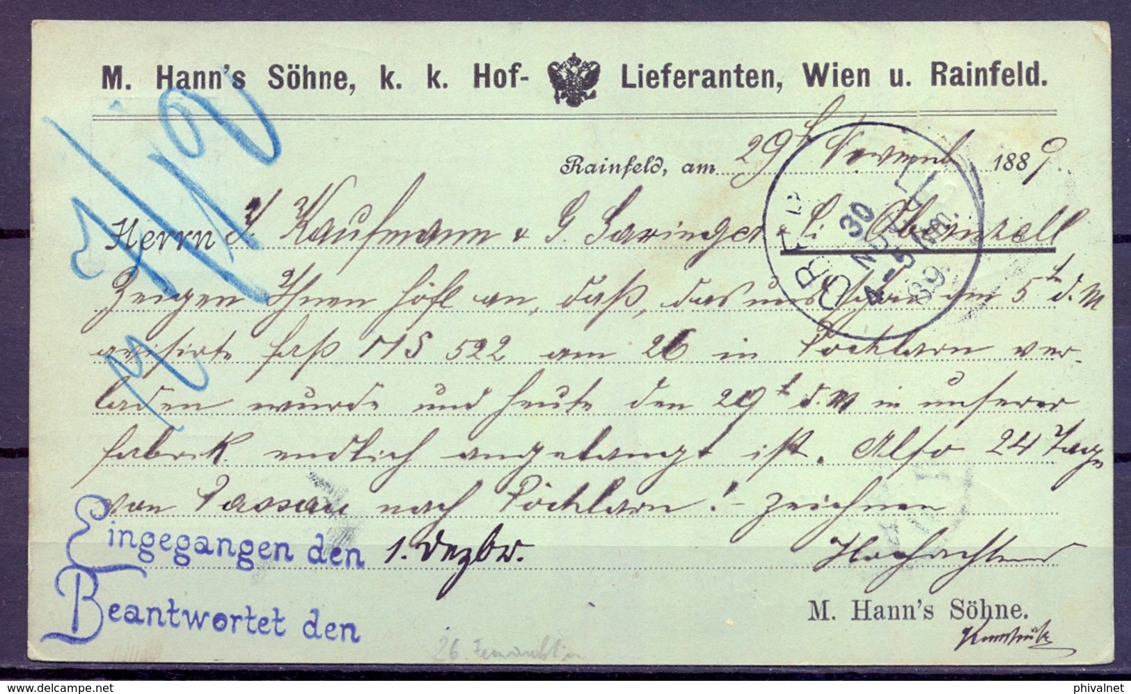 1889 AUSTRIA , ENTERO POSTAL CIRCULADO ENTRE ST. VEIT AN DER GÖLSEN Y OBERNZELL , LLEGADA - Briefe U. Dokumente