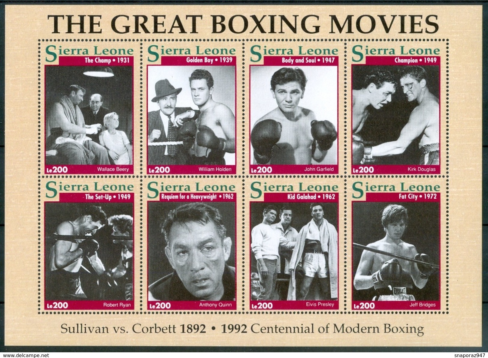 1969 Sierra Leone Cinema Movie Boxe Boxing Set 2 Block MNH** Sie13 - Pugilato