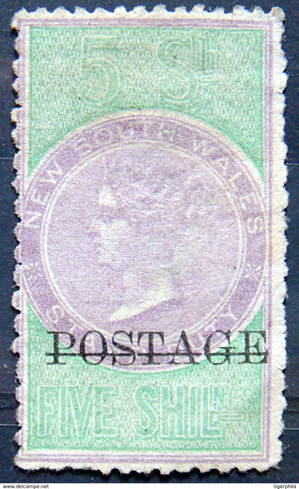 NEW SOUTH WALES 1885 5shillings Queen Victoria Mint No Gum Scott72 CV$950 &clubs;&clubs;RARE&clubs;&clubs; - Mint Stamps