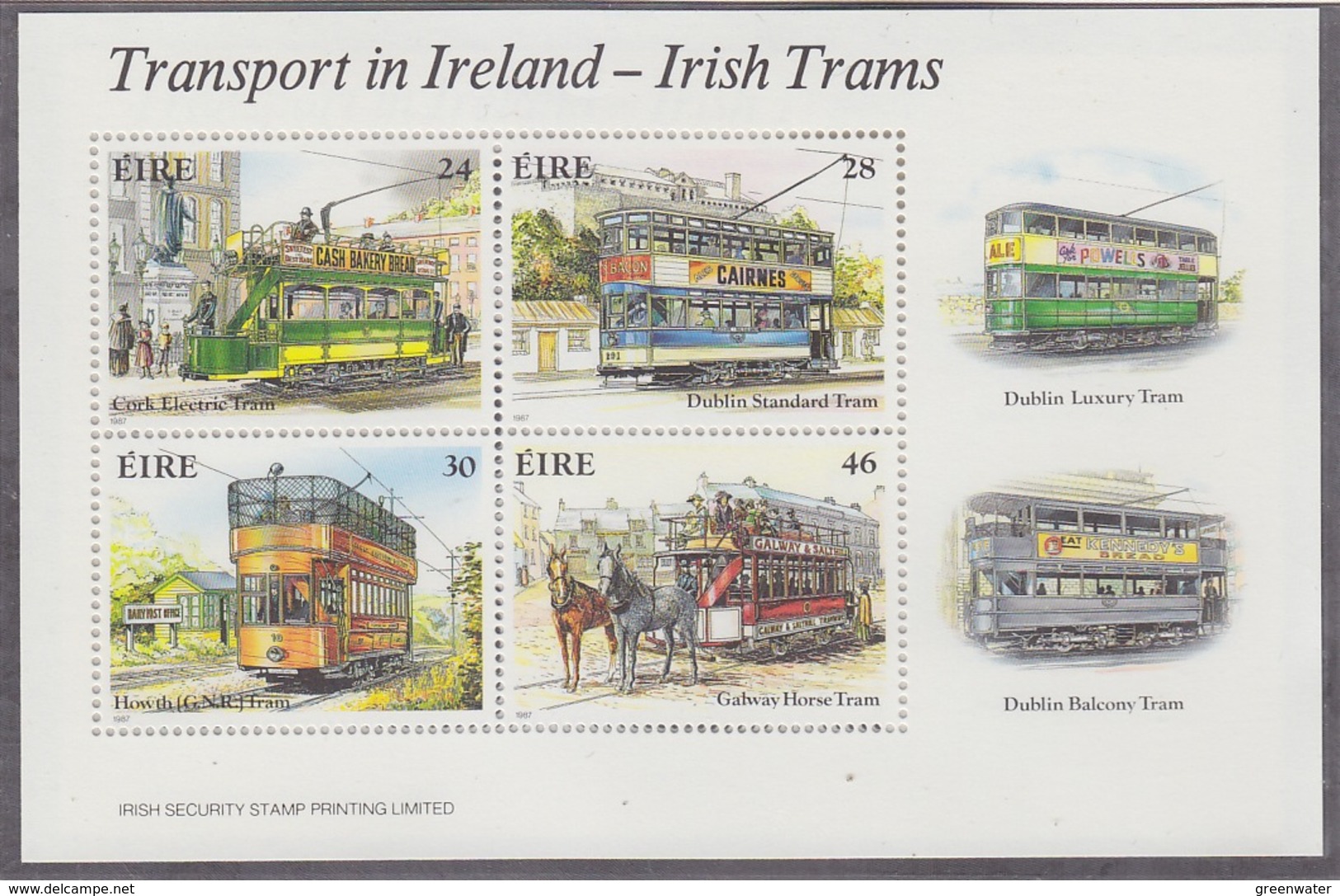 Ireland 1987 Irish Historic Trams  M/s  ** Mnh (34288) - Blocchi & Foglietti