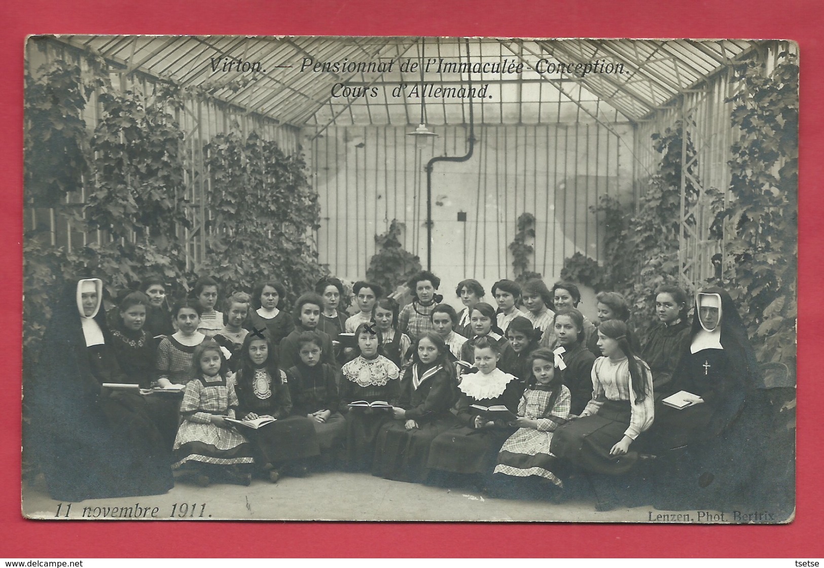 Virton - Pensionnat De L'Immaculée Conception , Le 11 Novembre 1911 - Cours D'Allemand - Carte Photo ( Voir Verso ) - Virton