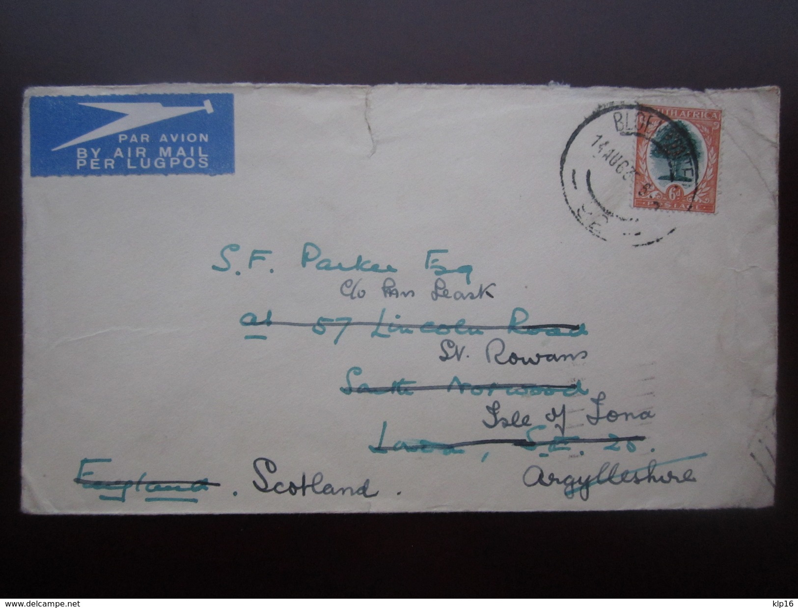 1935 SOUTH AFRICA AIRMAIL BLOEMFONTEIN COVER To SCOTLAND - Zonder Classificatie