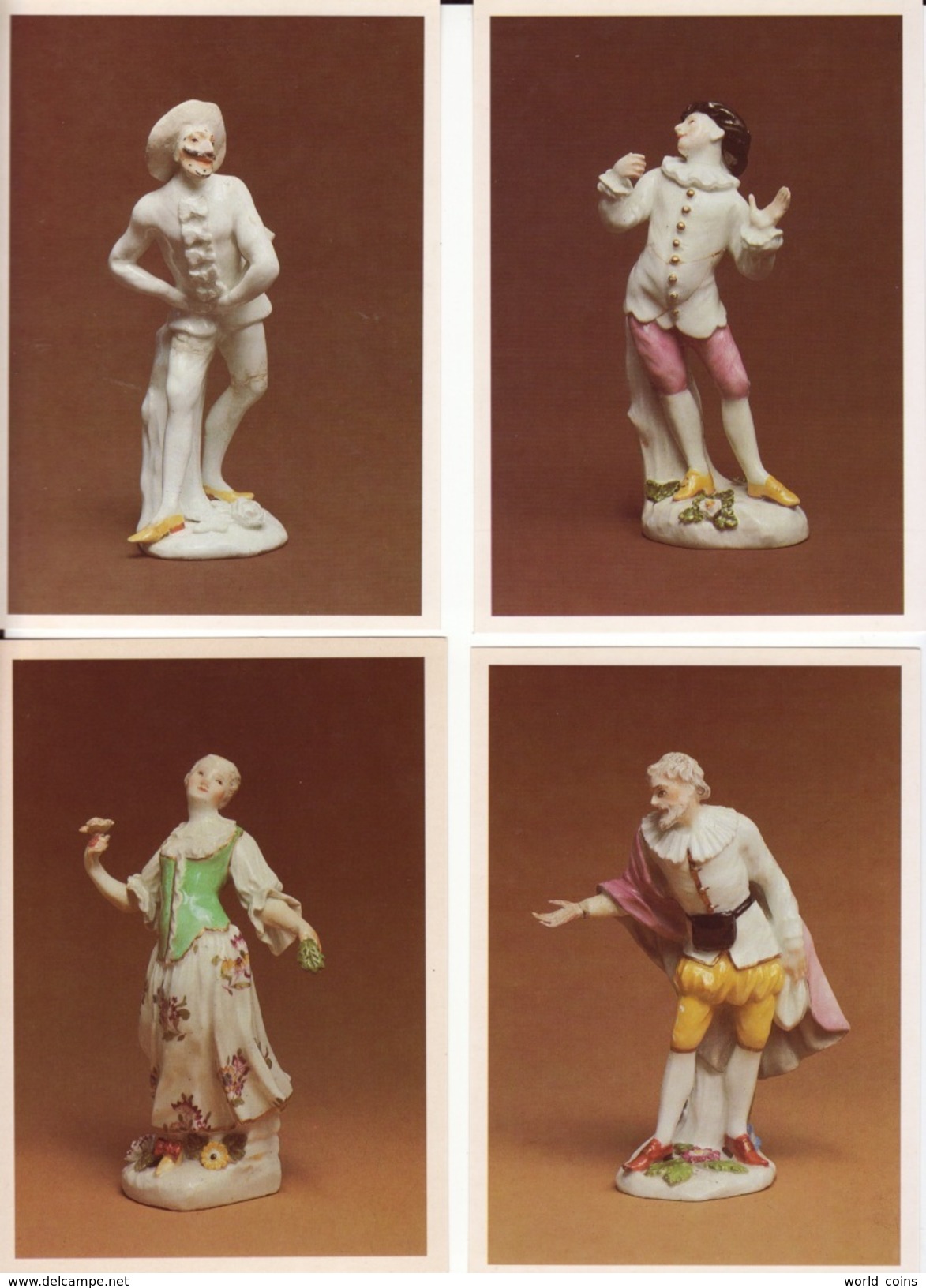 The Commedia Dell'Arte. Personages In 18th-century German Porcelain Statuary, Hermitage Leningrad 16 Postcards In Folder - Porcelaine