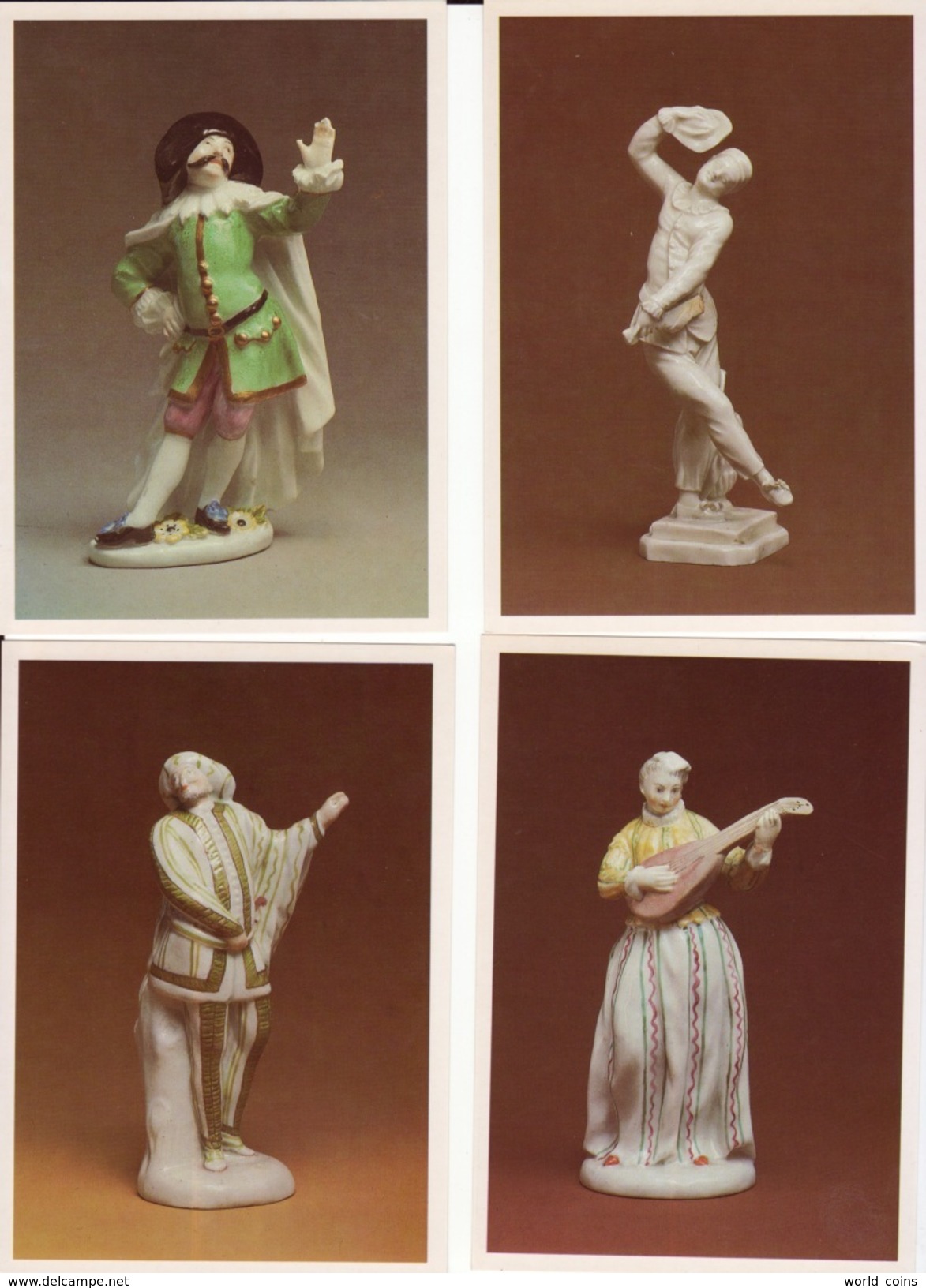 The Commedia Dell'Arte. Personages In 18th-century German Porcelain Statuary, Hermitage Leningrad 16 Postcards In Folder - Porzellan