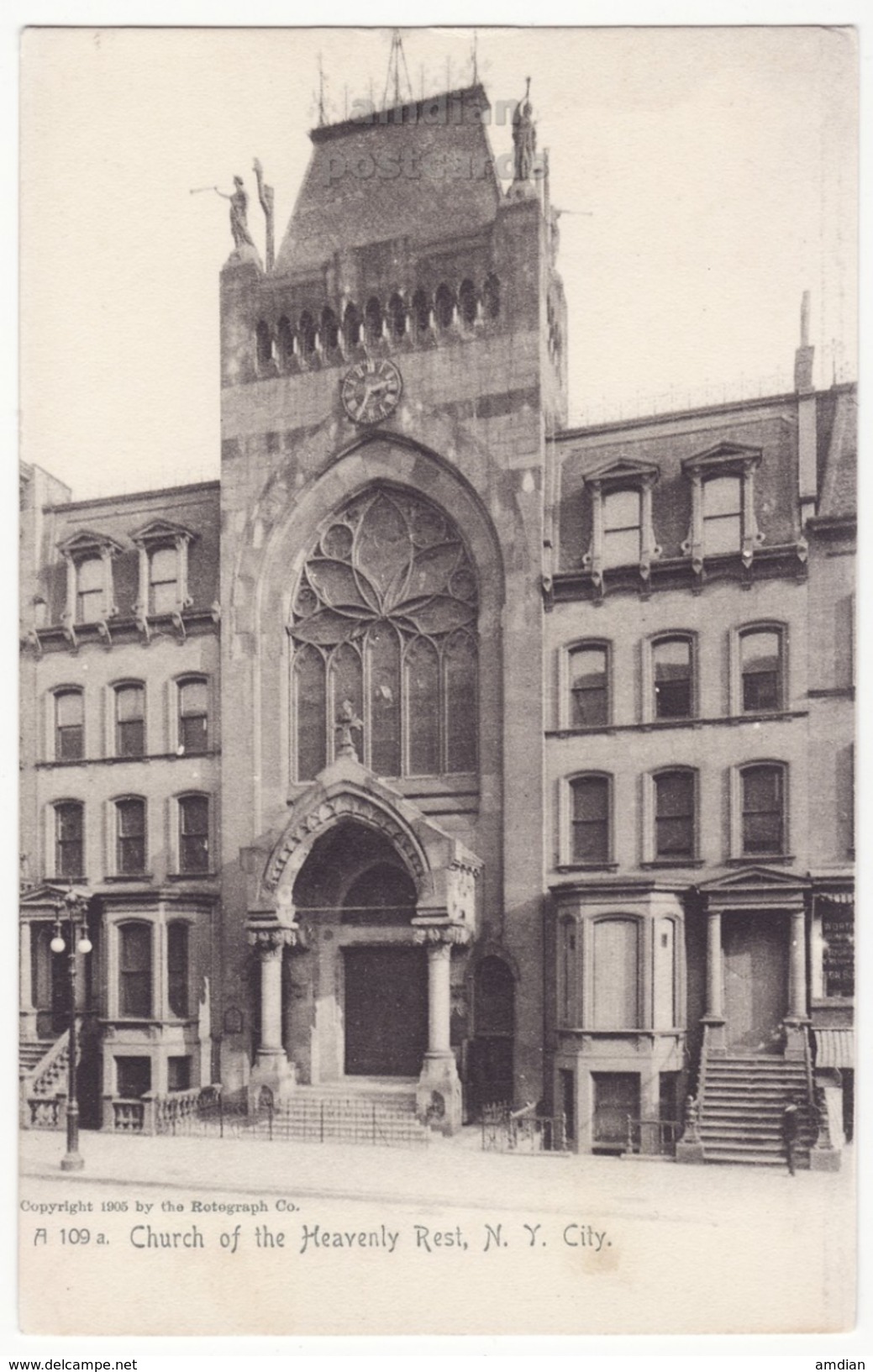 New York City NY, Church Of Heavenly Rest -Fifth Avenue - 1905 Vintage Antique UDB Postcard [6708] - Kirchen