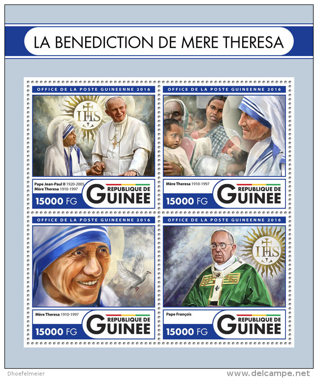 GUINEA REP. 2016 ** Blessing Of Mother Teresa Segnung Mutter Teresa M/S - IMPERFORATED - A1650 - Madre Teresa
