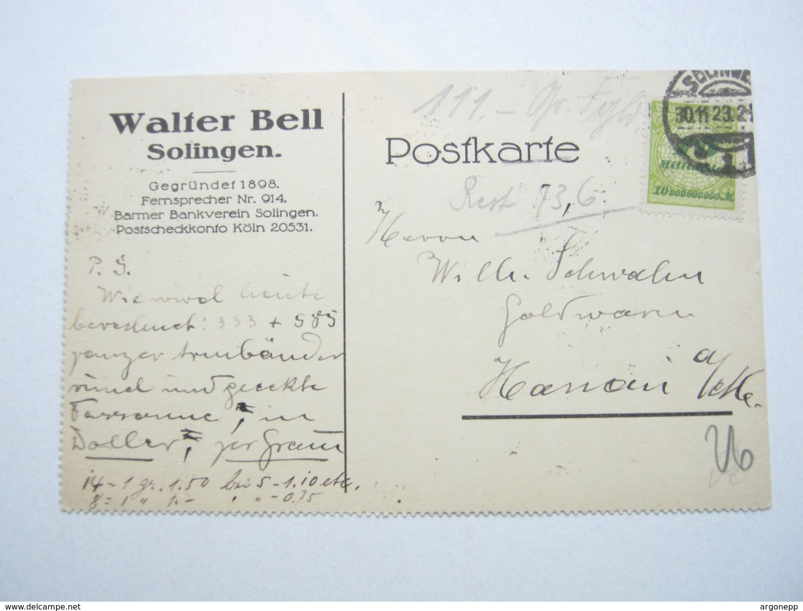 1923 , Solingen , Firmenbeleg Mit Stempel - Lettres & Documents