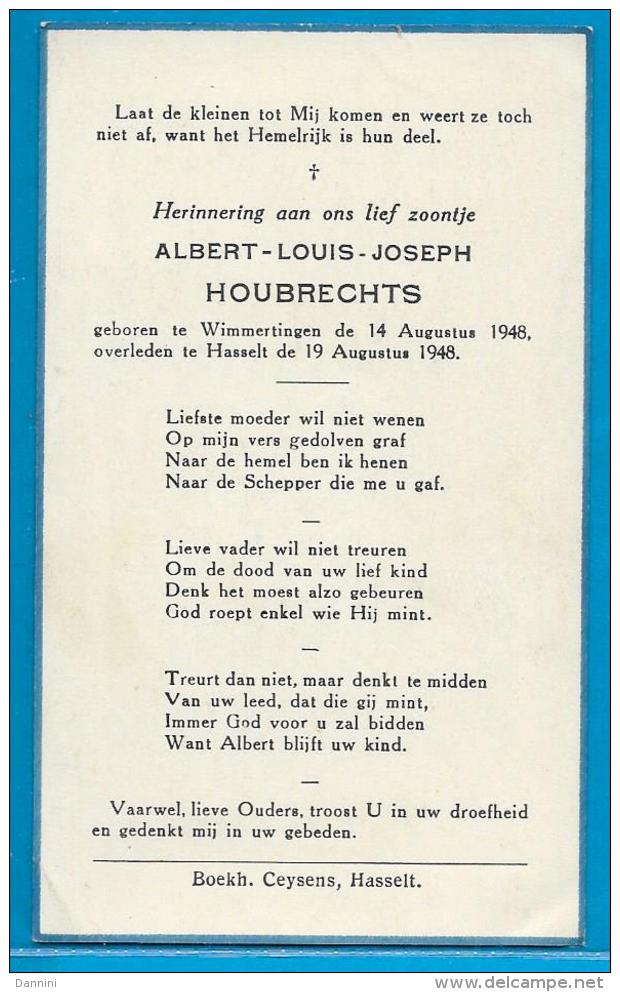 Bidprentje Van Albert-Louis-J. Houbrechts - Wimmertingen - Hasselt - 1948 - 1948 - Images Religieuses