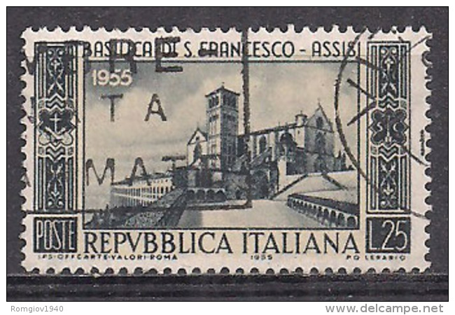 ITALIA 1955 BASILICA DI SAN FRANCESCO SASS. 783 USATO VF - 1946-60: Usados
