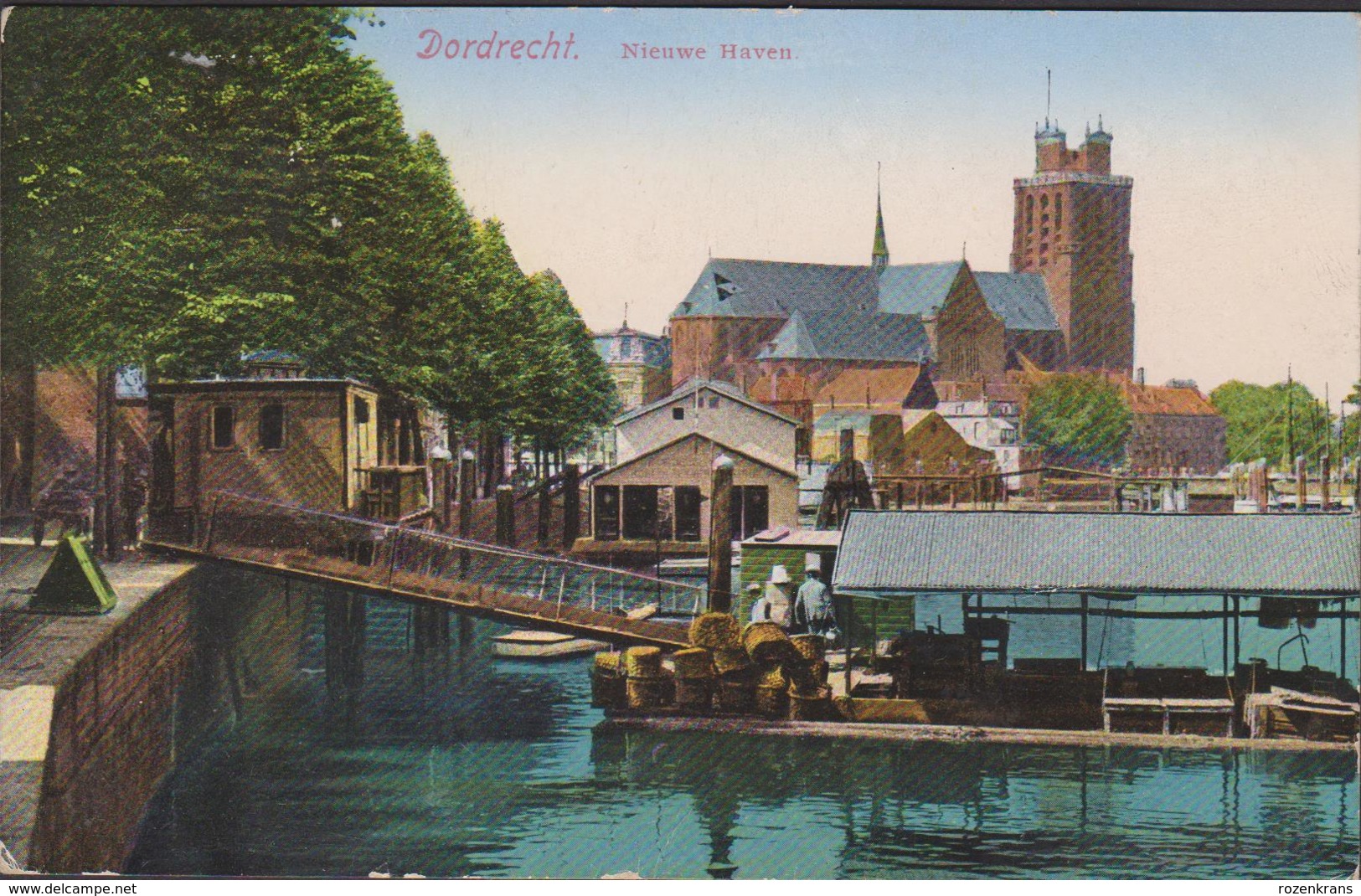 Dordrecht Nieuwe Haven Oude Postkaart Ansichtkaart (kleefschade Op Achterzijde) - Dordrecht