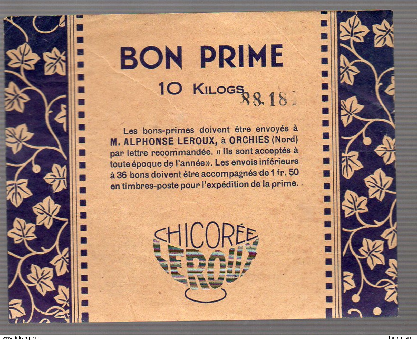 (orchies, Nord)  Bon-prime 10 Kg CHICOREE LEROUX (PPP4077) - Publicidad