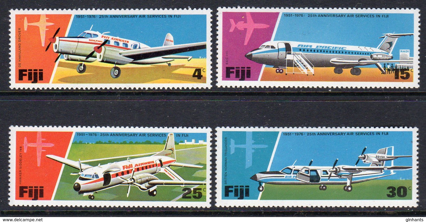 FIJI - 1976 AIR SERVICES ANNIVERSARY SET (4V) FINE MNH ** SG 532-535 - Fiji (1970-...)