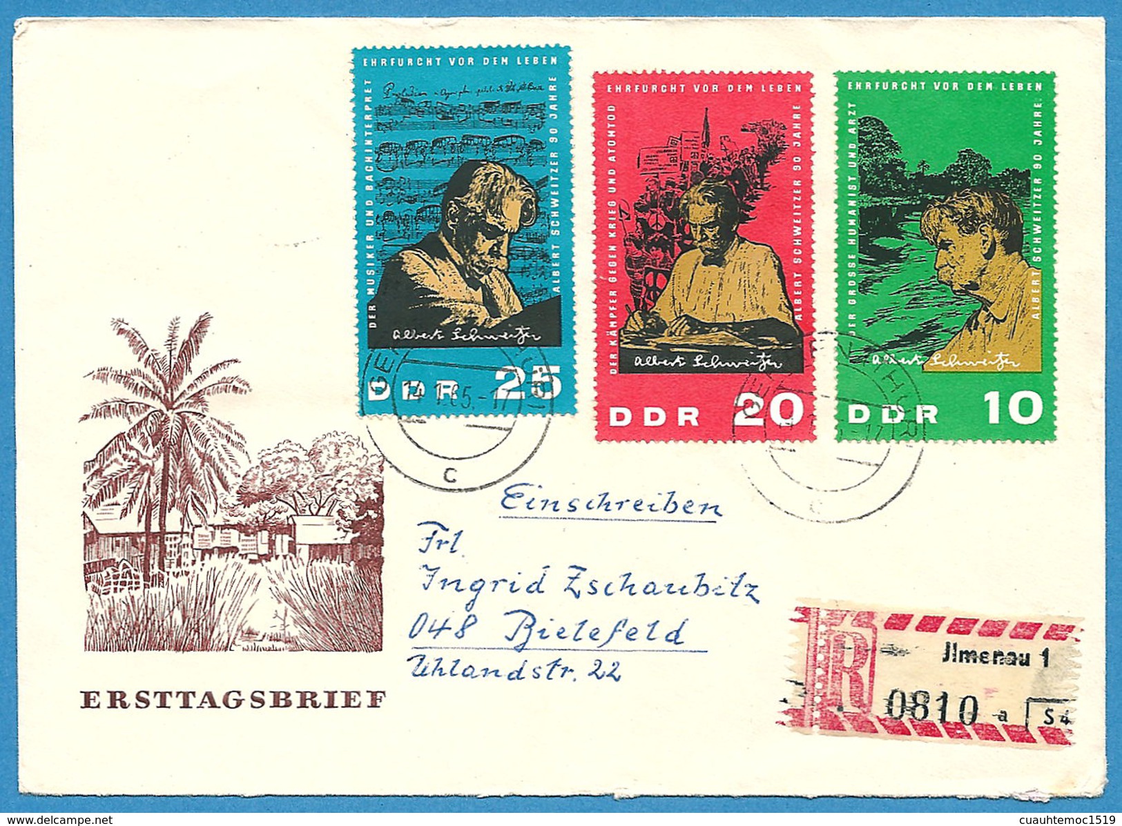 Deutschland / DDR /Germany 1965: Nr. 1084-1086 - Satz 90. Geb. A. Schweizer: FDC / Einschreiben Ilmenau-BRD° - Sonstige & Ohne Zuordnung