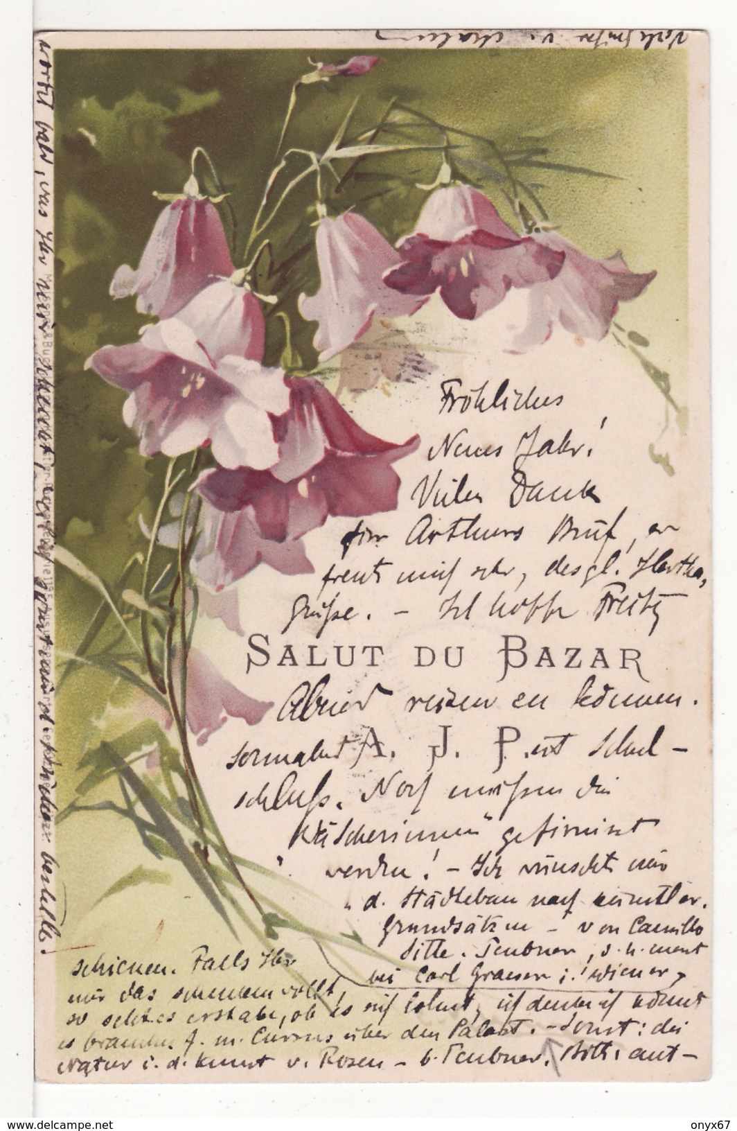 Carte Postale Fantaisie C.KLEIN  - FLEUR CLOCHETTE - Salut Du Bazar -Timbre Russe-Russian-Stamp - Illustrateur - Klein, Catharina