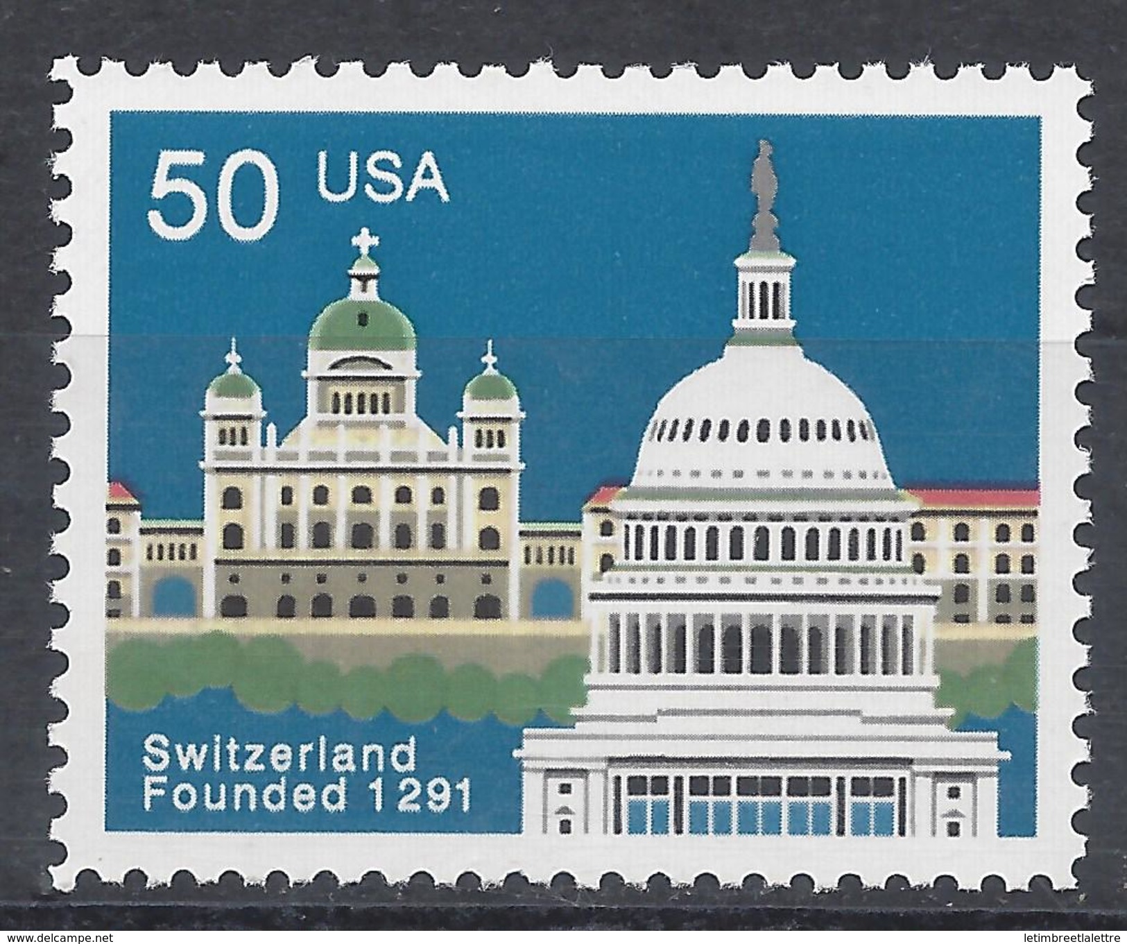⭐ Suisse - USA -  émission Commune - Switzerland Founded 1291 - 1991 ⭐ - Unused Stamps