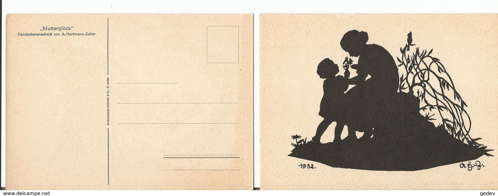 Sihouettes, Handscherenschnitt Von Hartmann-Zeller, 5 Cartes 10 X 15 - Silhouettes