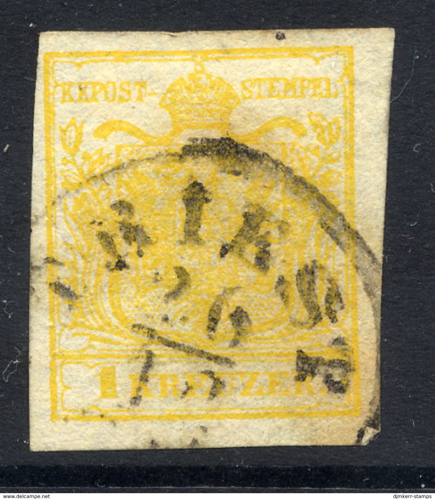 AUSTRIA 1850 1 Kr Type III On Hand-made Paper  Used.  Michel 1x - Gebraucht