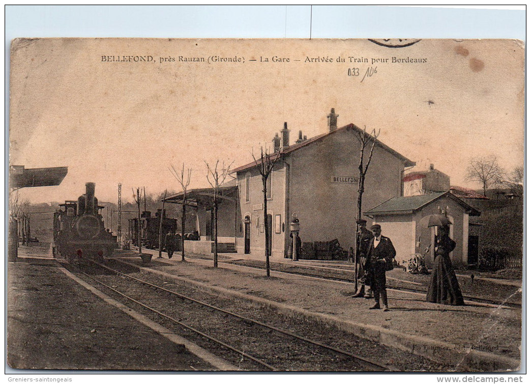 33 BELLEFOND - La Gare - Arrivée Du Train Pour Bordeaux - Autres & Non Classés