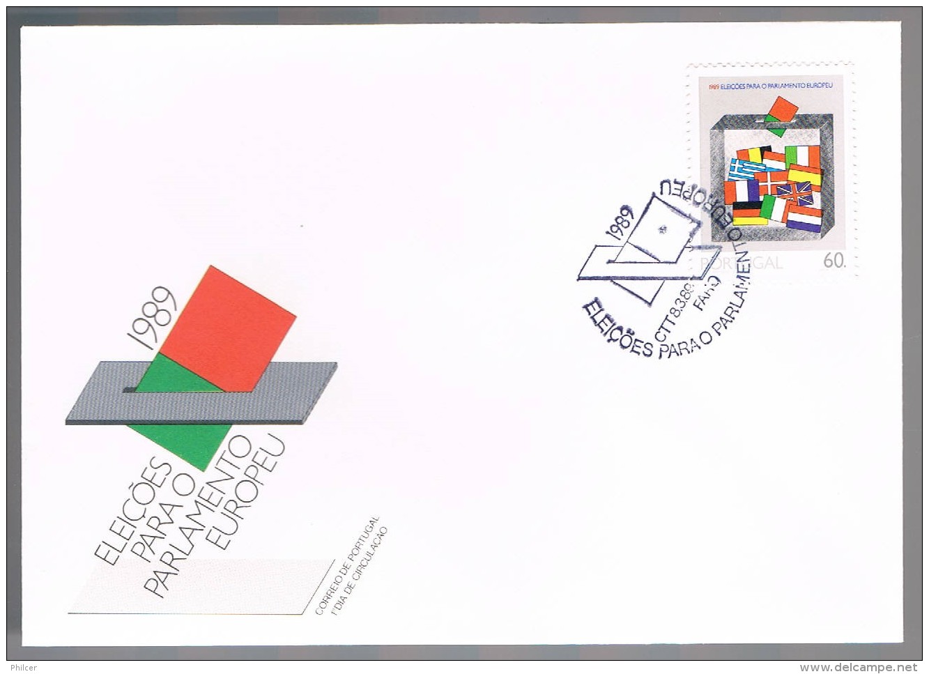 Portugal, 1989, FDC Eleições Para O Parlamento Europeu, Carimbo Faro - FDC