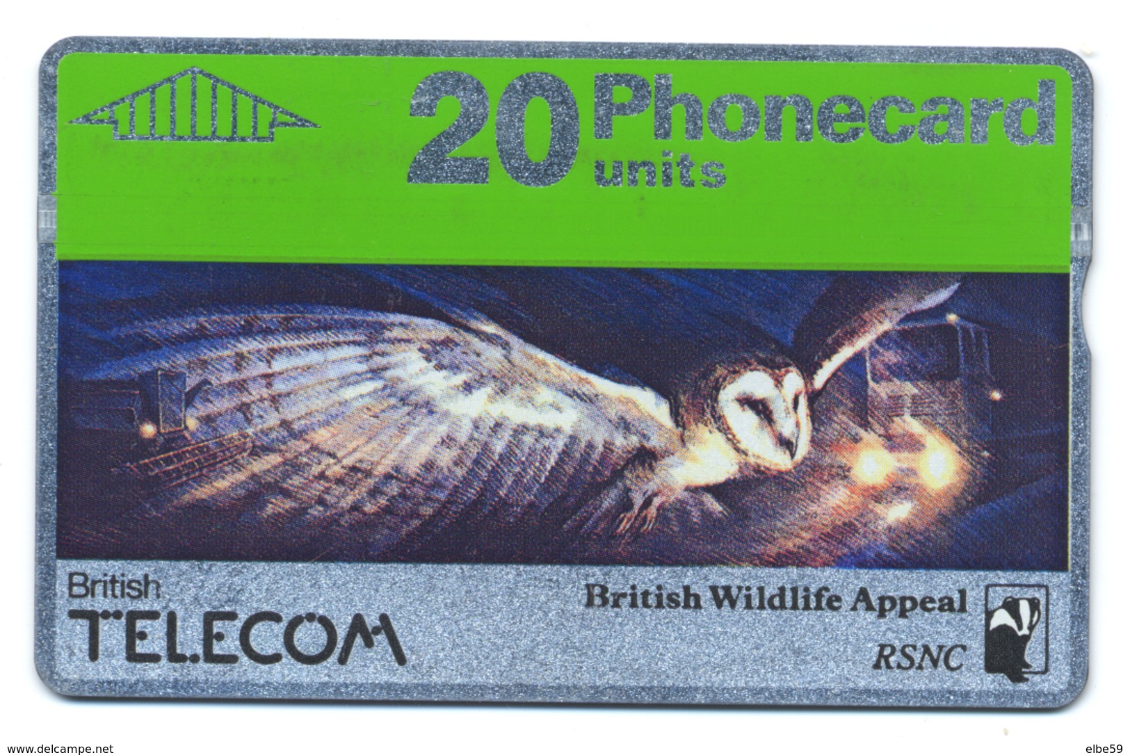 British Telecom, Phonecard 20, Thème, Oiseaux, Chat-huant, Barbagianni, Barn Owl - Búhos, Lechuza