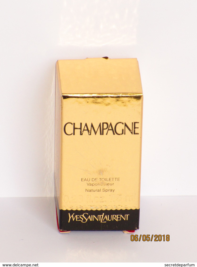 Miniatures De Parfum BOITE VIDE   MINIATURE CHAMPAGNE  EDT SPRAY  7.5 ML De YVES SAINT LAURENT AVEC RAYURES - Miniatures Femmes (avec Boite)