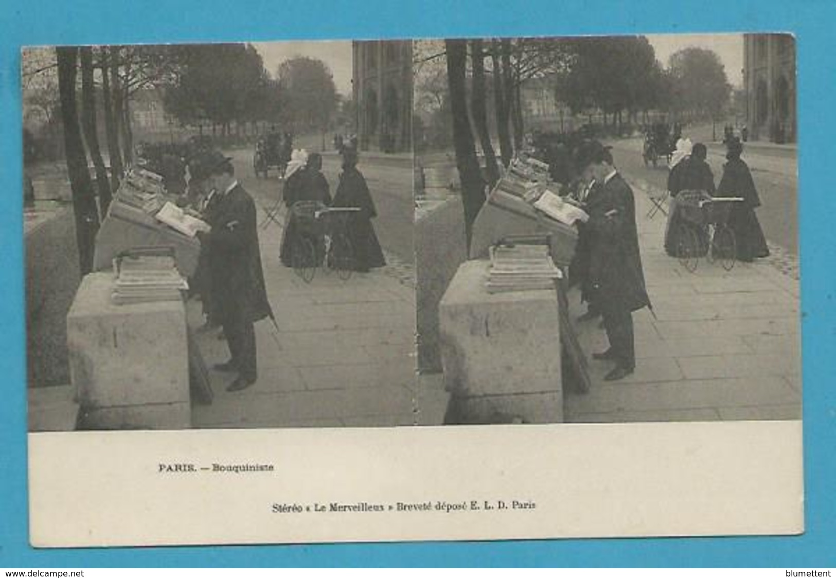 CPA Stéréoscopique Bouquiniste Sur Les Quais De Seine PARIS - Petits Métiers à Paris