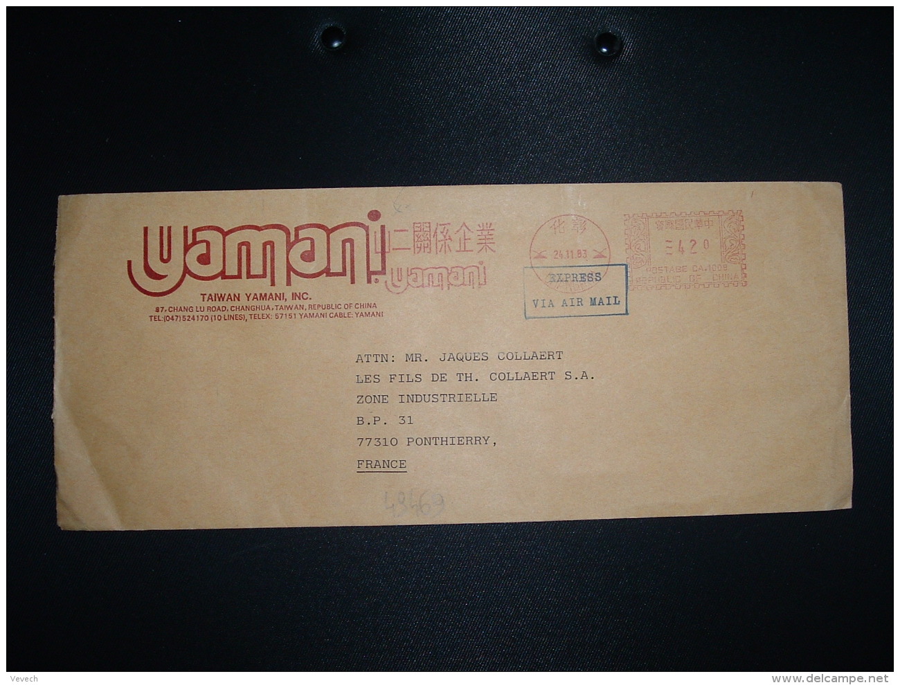 LETTRE EXPRESS Par AVION EMA 42. 0 Du 24 11 83 CHANGHUA + TAIWAN YAMANI - Lettres & Documents